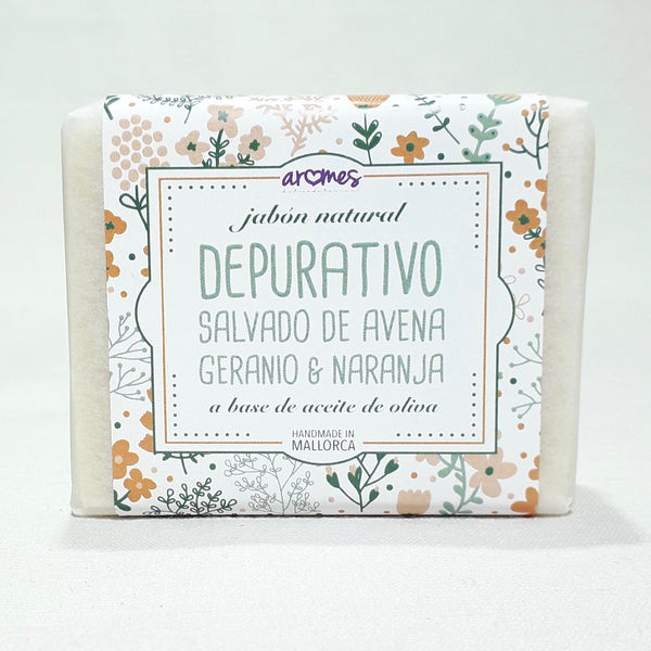Jabón natural - depurativo salvado de avena, geranio & naranja